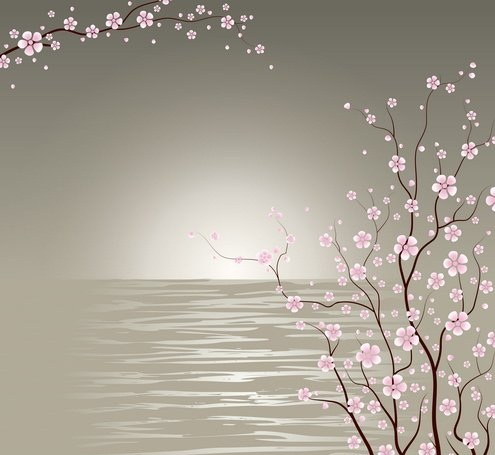 دانلود شکوفه های گیلاس ژاپنی Japanese Cherry Blossoms Vector