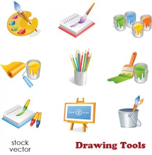 دانلود وکتور ابزار و وسایل نقاشی Vectors - Drawing Tools