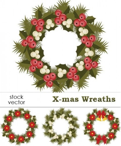 دانلود وکتور حلقه های گل و سبزه Vectors - X-mas Wreaths