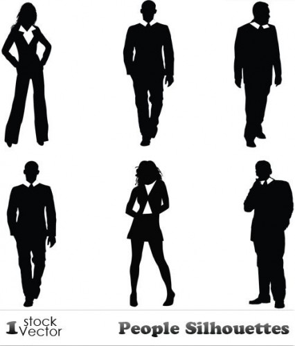 دانلود تصاویر وکتور سیاه و سفید از مردم People Silhouettes Vector