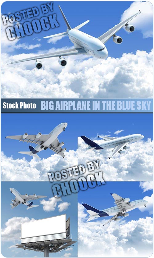 دانلود تصاویر استوک هواپیما Big airplane in the blue sky - Stock Photo