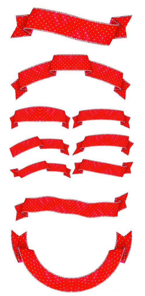 دانلود طرح لایه باز روبان A set of red ribbons psd for Photoshop