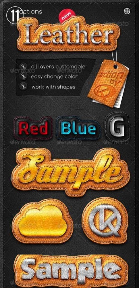 دانلود اکشن ساخت حاشیه و پس زمینه چرمی برای نوشته فتوشاپ