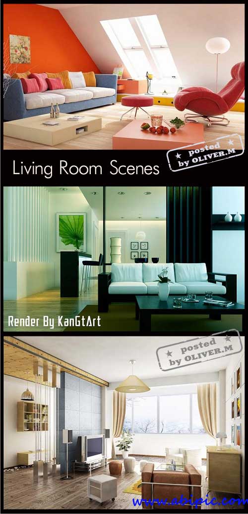 دانلود مدل آماده اتاق پذیرای سری 2 Living room Interiors Scenes for 3ds Max