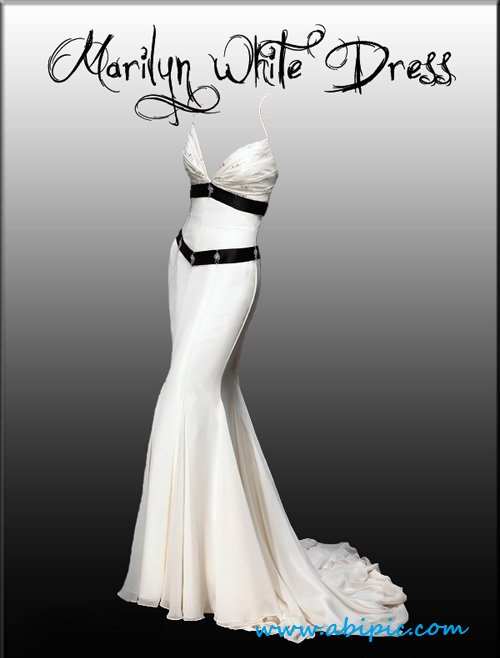 دانلود طرح لایه باز لباس سفید خانم ها Marilyn White Dress