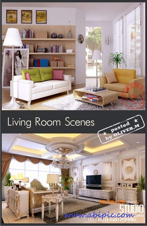 دانلود مدل 3 بعدی دکوراسیون داخلی شماره 3 Living room Interiors Scenes