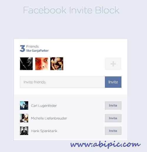 دانلود طرح لایه باز فرم دعوت از دوستان PSD Facebook invite block