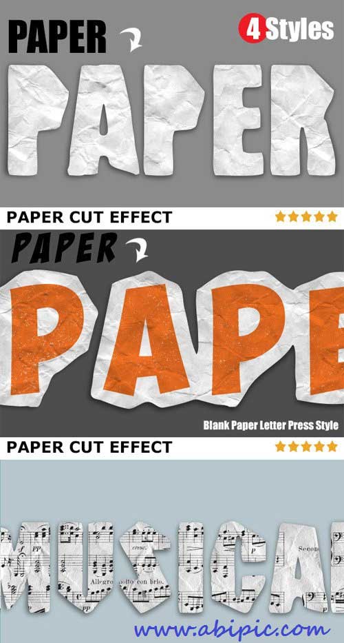 دانلود افکت فتوشاپ کاغذ برش خورده Paper Cut Effects Action