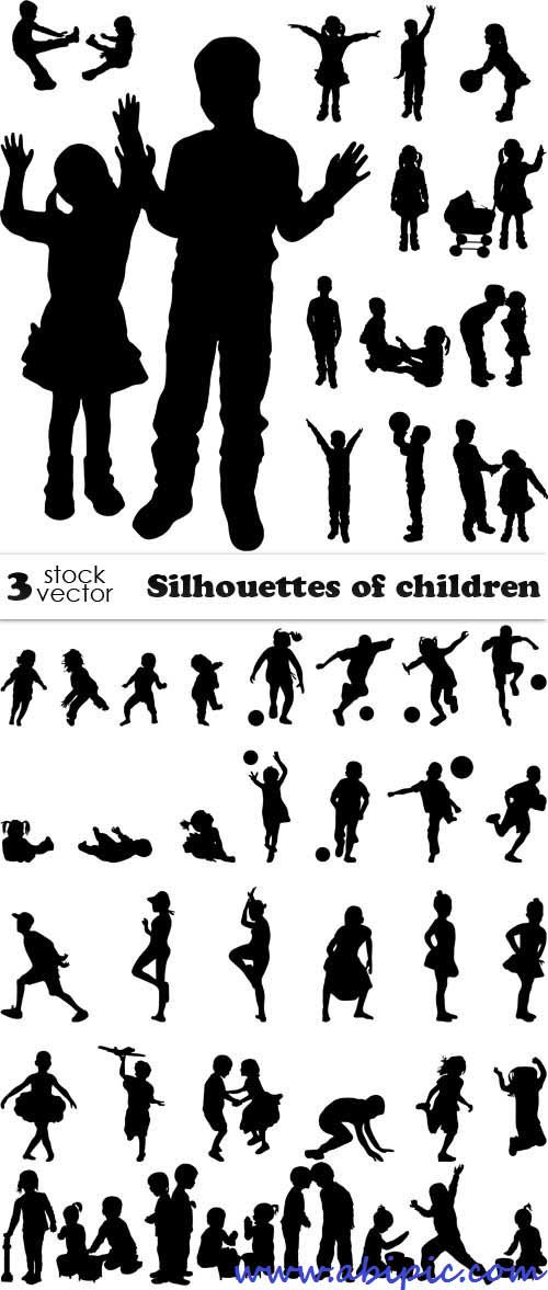 دانلود وکتور سیوئت بازی کودکان Vectors - Silhouettes of children