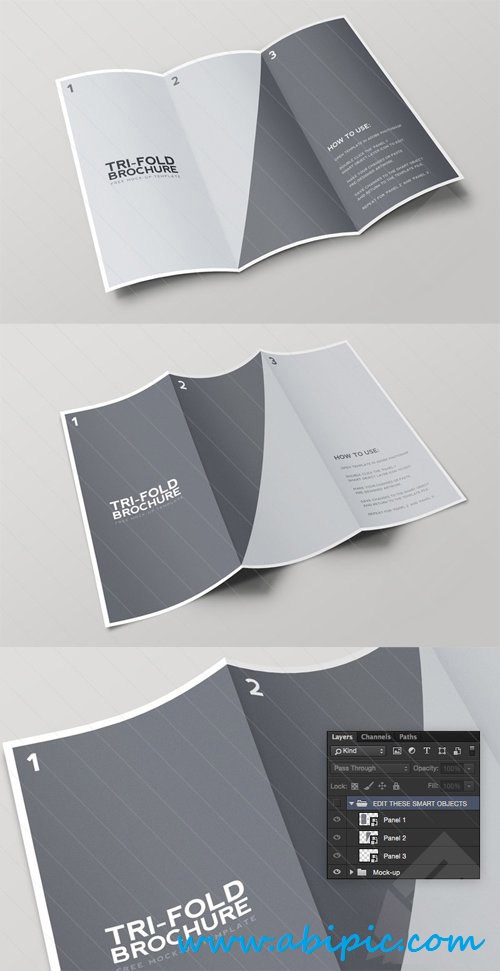 دانلود موک آپ بروشور سه لت Tri Fold Brochure Mockup Template