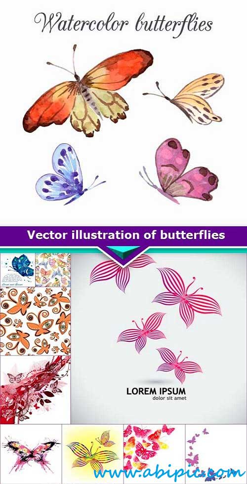 دانلود وکتور پروانه Vector illustration of butterflies