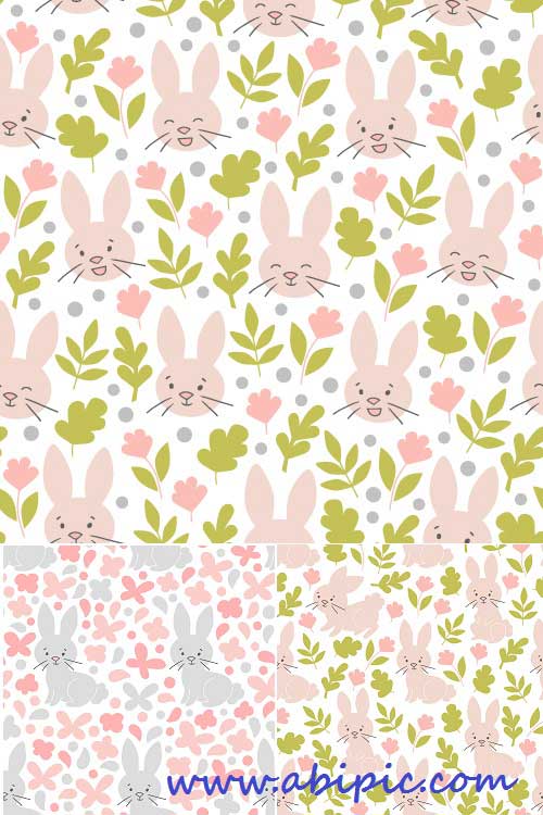 دانلود وکتور پترن و الگوهای با طرح خرگوش Bunny color seamless vector pattern