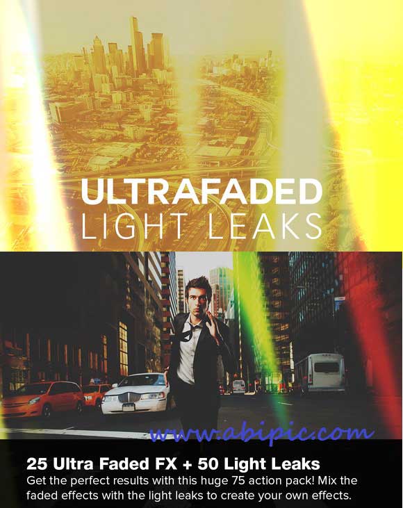 دانلود اکشن فتوشاپ باریکه های نور Ultra Faded Light Leaks Photoshop Actions