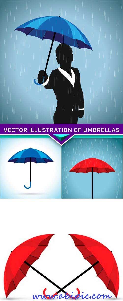 دانلود وکتور چتر شماره 3 Vector illustration of umbrellas