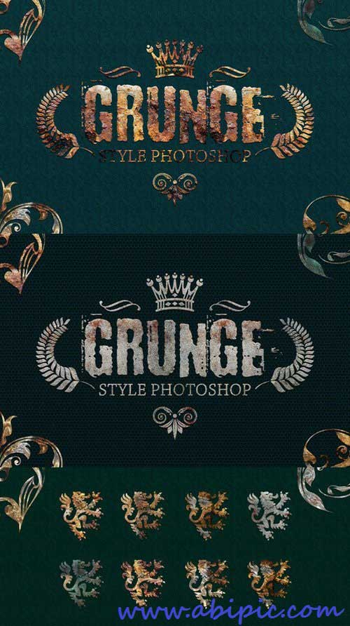 دانلود استایل و افکت متن فتوشاپ گرانژ Grunge Style Photoshop 