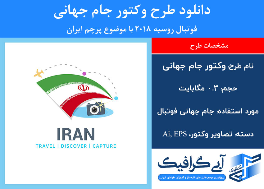 دانلود طرح وکتور جام جهانی فوتبال روسیه 2018 با موضوع پرچم ایران