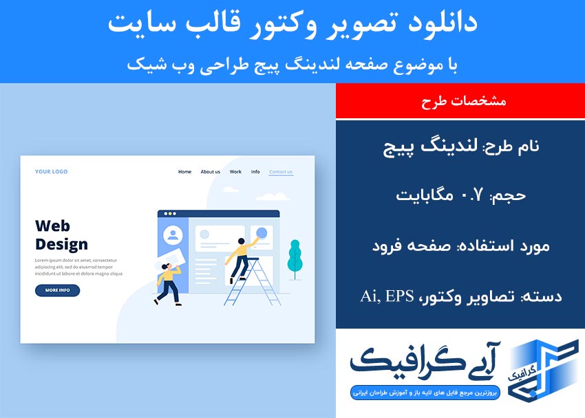 دانلود تصویر وکتور قالب سایت با موضوع صفحه لندینگ پیج طراحی وب شیک
