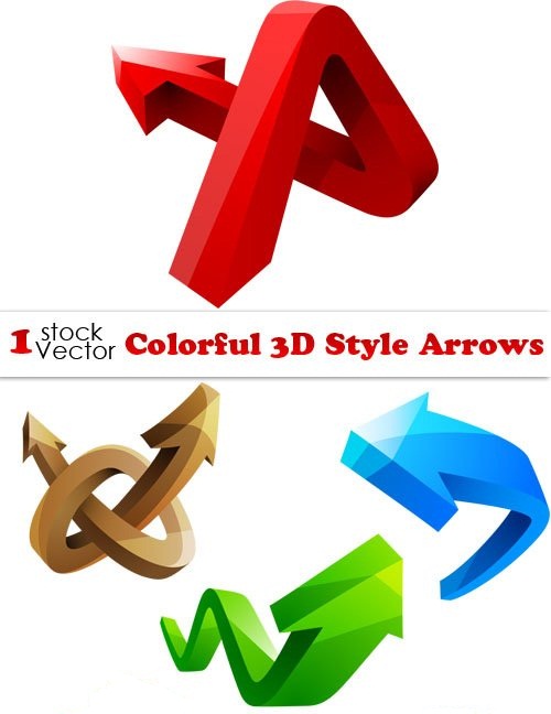 دانلود تصاویر وکتور پیکان و فلش Colorful 3D Style Arrows Vector