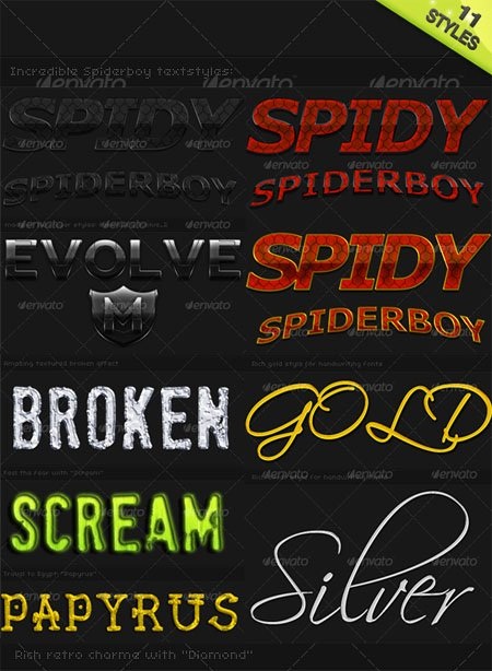 دانلود 11 افکت آماده متن یا استایل برای فتوشاپ Fancy & Exclusive Text Styles