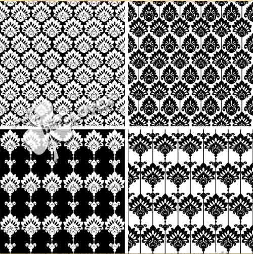وکتور با الگوهای گل و بوته Set of seamless pattern