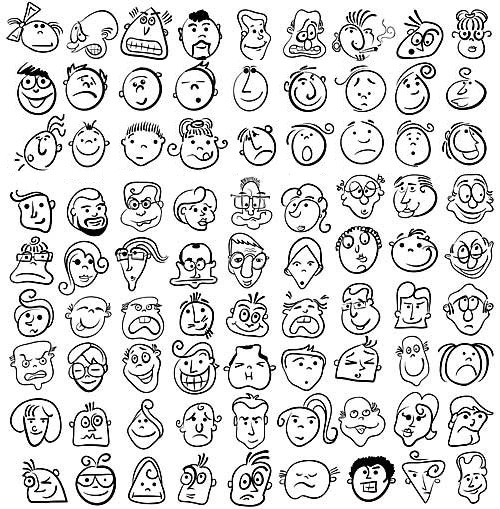 دانلود تصاویر وکتور صورت و چهره های کارتونی Cartoon people face