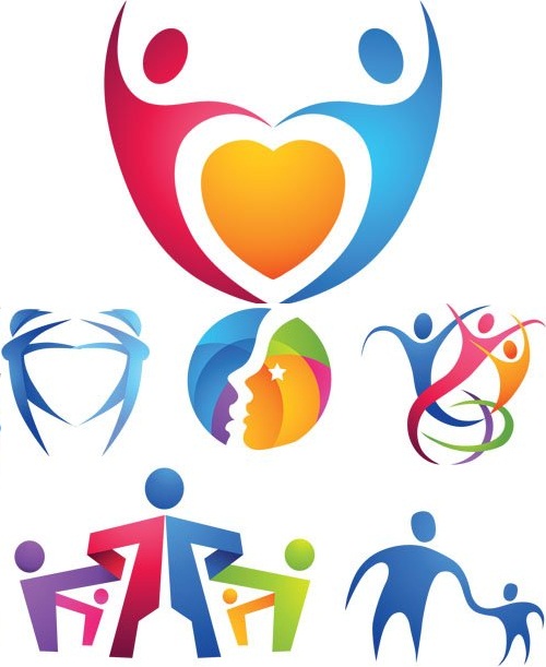 دانلود وکتور لوگو آدمک های رنگی Color Human Logotypes Vector