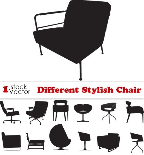 دانلود تصاویر وکتور سیاه از انواع صندلی Different Stylish Chair Vector