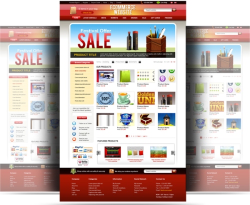 دانلود قالب لایه باز سایت فروشگاهی و تجاری PSD Ecommerce Website Template