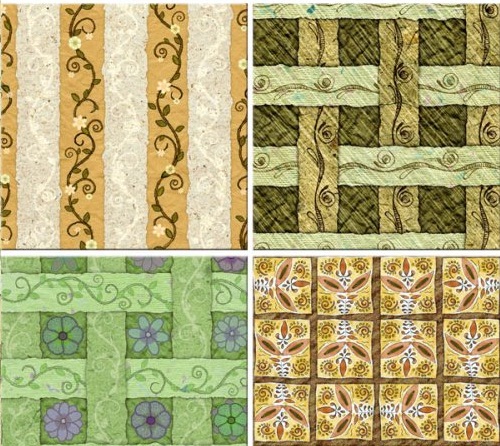 دانلود تکسچر و بافت های چهارخانه و راه راه گلدار Strips of paper - seamless textures