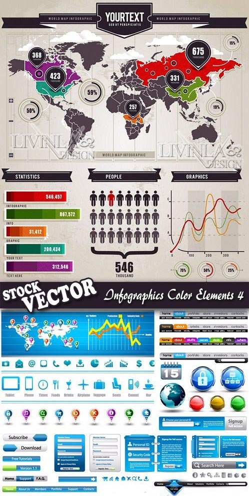 دانلود وکتور اینفوگرافیک هنر نقشه و دیاگرام Infographic Vector