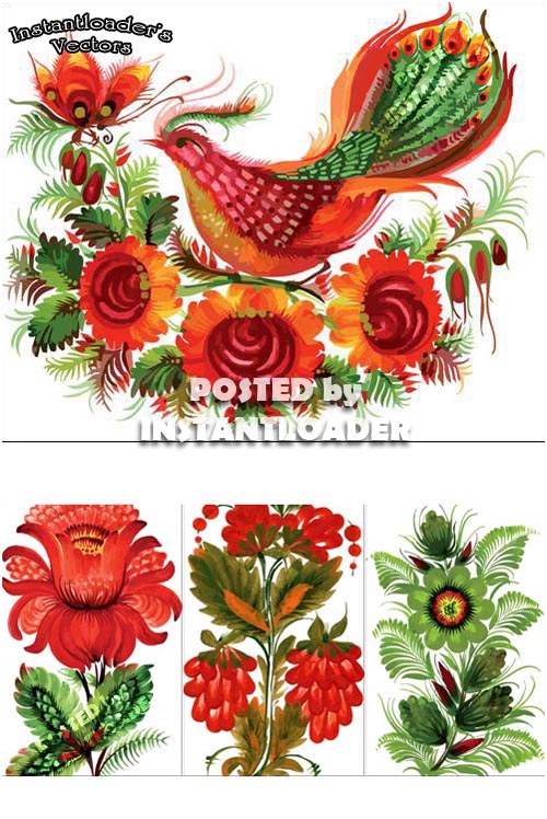 دانلود طرح های استاک وکتور بسیار زیبا از گل وپرنده Beautiful Vectors - StockPhotos