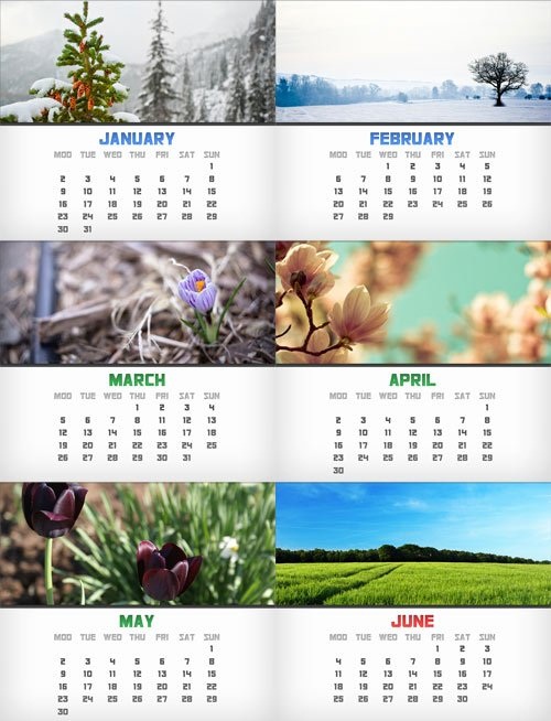 دانلود سری جدید تقویم های سال 2012 میلادی Calendar on 2012 Year PSD