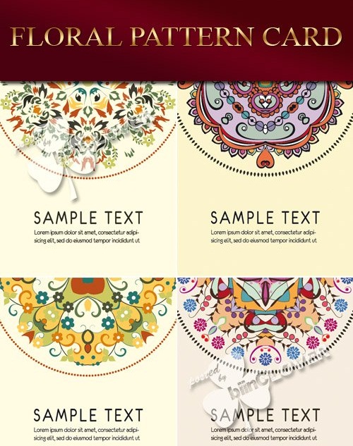 دانلود الگوهای وکتوری گلدار زیبا Floral pattern card