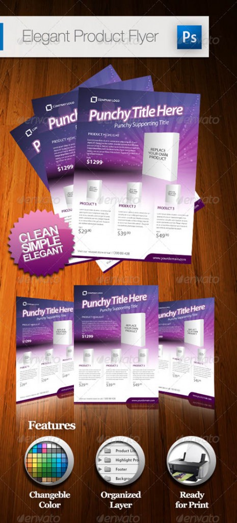 دانلود طرح لایه باز پوستر تیلیغاتی سایز GraphicRiver Elegant Product Flyer - A4