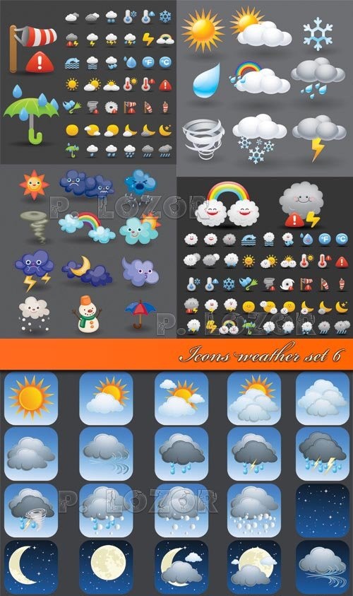 دانلود مجموعه آیکون های آب و هوا و هواشناسی Icons weather