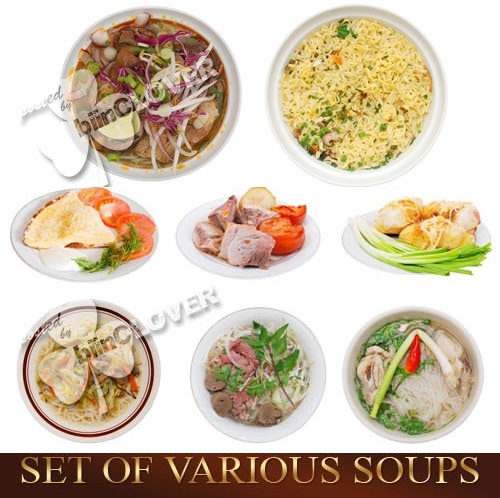 دانلود تصاویر استوک انواع مختلف سوپ Set of various soups