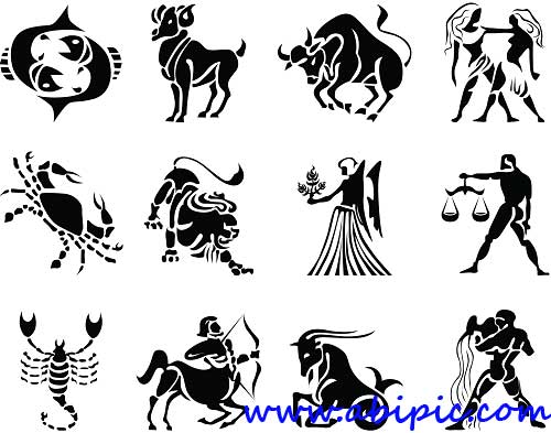 دانلود وکتور علائم و نشانه های زیبای زودیاک Beautiful Collection of Zodiac Signs