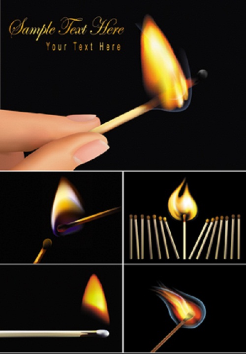 دنلود وکتور کبریت در حال سوختن Burning Matches Vector