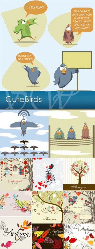 دانلود تصاویر وکتور زیبا از پرندگان Cute Birds Vector