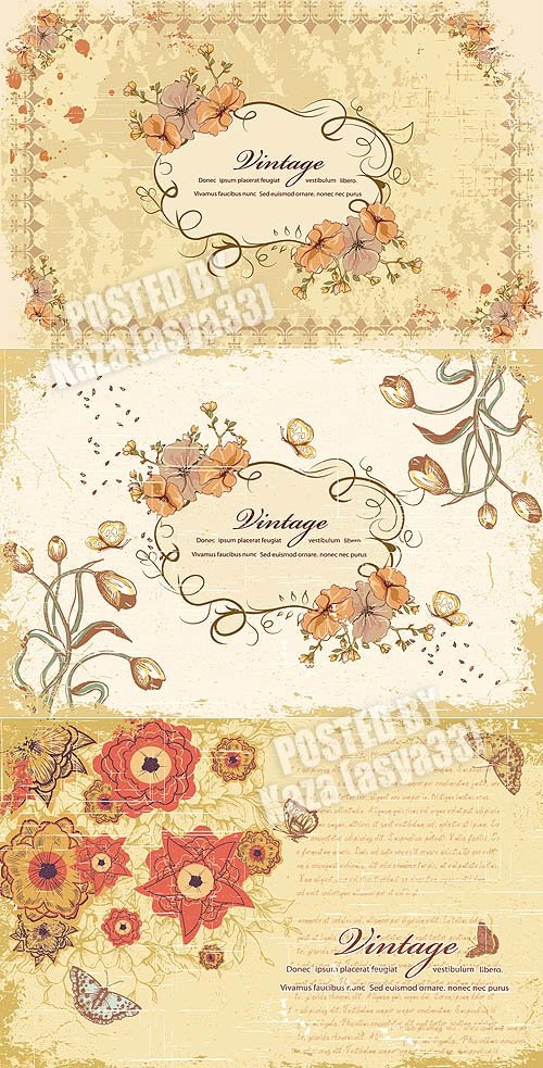 دانلود وکتور کارت دعوت های بسیار زیبا Floral invitations Vector