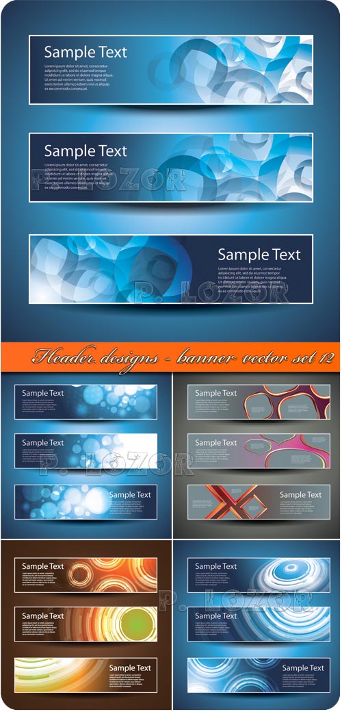 دانلود مجموعه وکتور بنر و هدر Header designs - banner vector