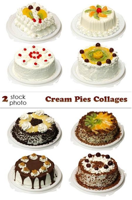 دانلود تصاویر استوک انواع مختلف کیک Photos - Cream Pies Collages