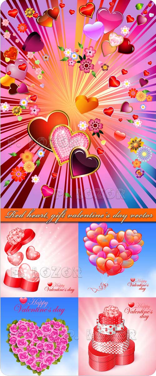 دانلود وکتور بکگراندهای گرافیکی عاشقانه Red heart gift valentine's day vector