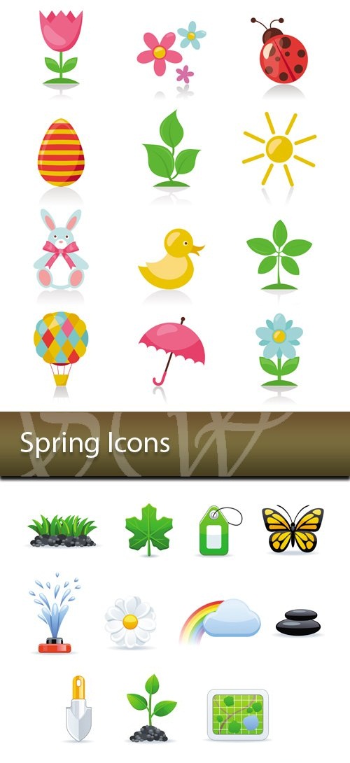 دانلود پک وکتور آیکون ها بهاری Spring Icons Vector