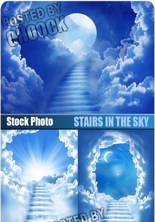 دانلود تصاویر استوک پله ای در میان ابرها Stairs in the sky - Stock Photo