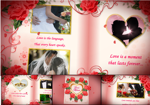 دانلود پروژه افترافکت آلبوم عکس ازدواج Wedding Album Red Roses - Project for After Effects