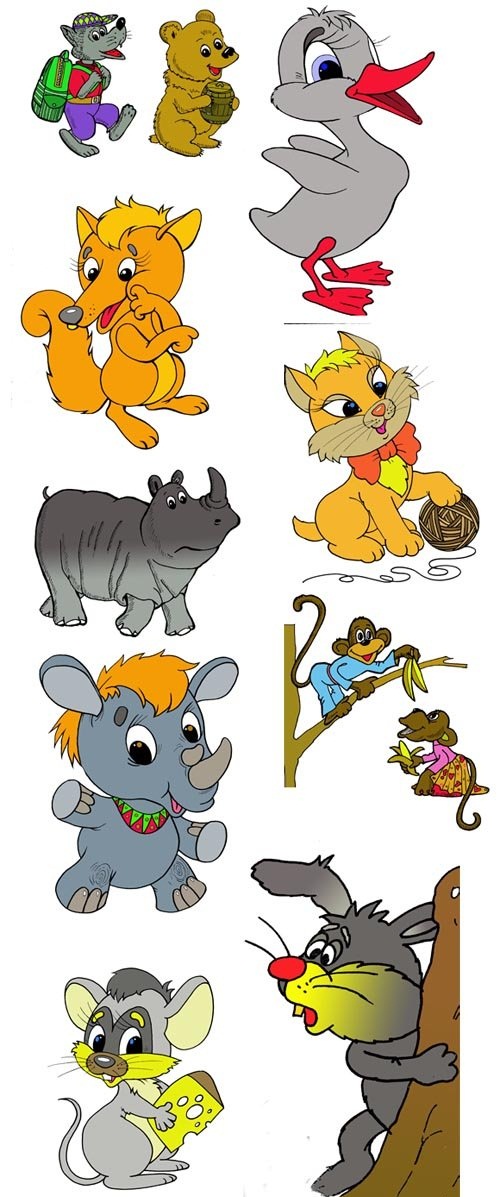 دانلود طرح لایه باز کارکترهای کارتونی زیبا Children's cartoon characters for Photoshop