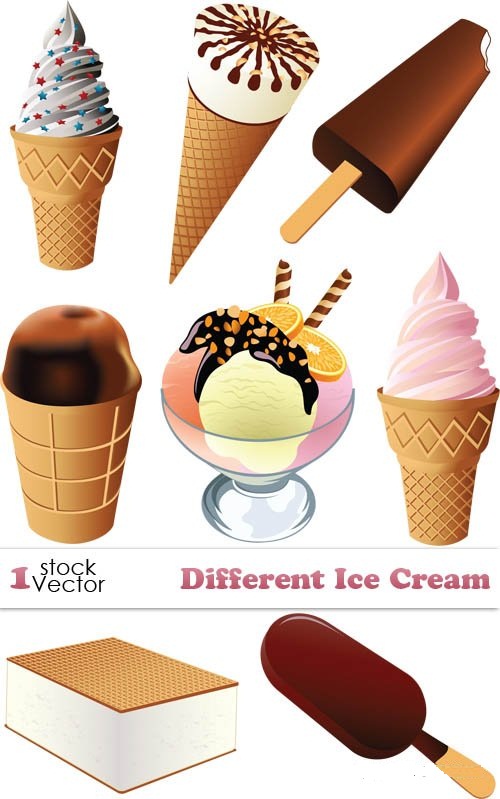 دانلود تصاویر وکتور انواع مختلف بستنی Different Ice Cream Vector