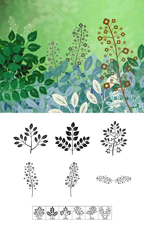دانلود براش شاخه و برگ Forest Flora Brushes Set for Photoshop