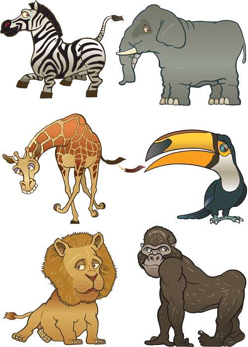 دانلود تصاویر وکتور خنده دار از حیوانات آفریقا Funny African Animals Vector